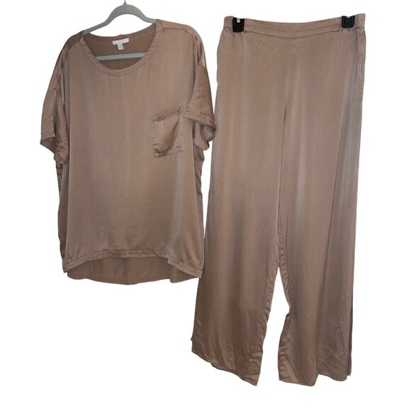lunya Tops - Lunya Womens Pant Set Size Medium Tan Otium Pockets Casual Pure Silk China